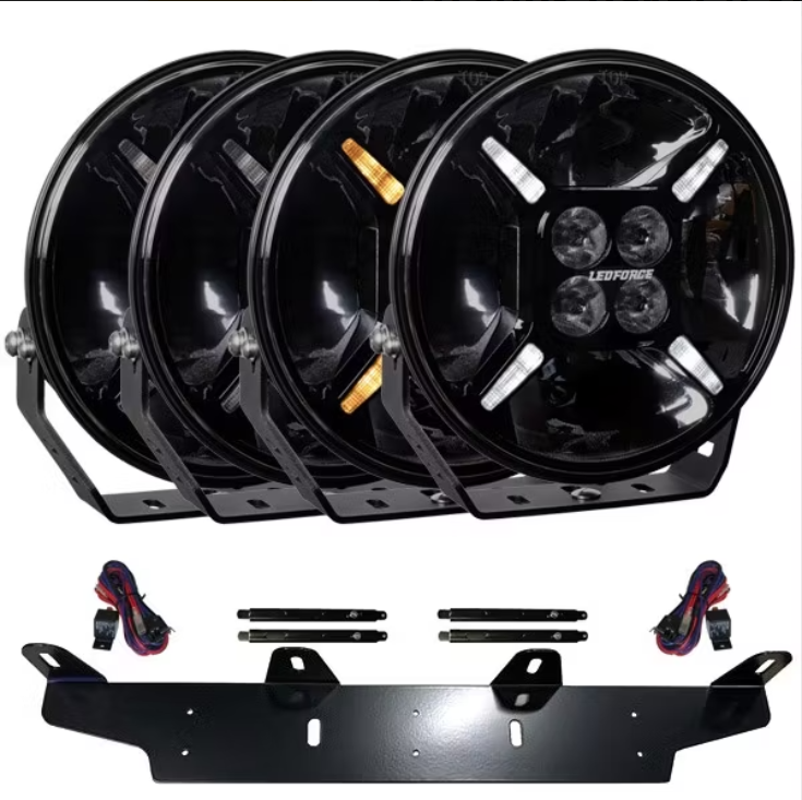Lisävalopaketti 4 kpl LEDFORCE Apex 120W 4-PACK LED -lisävalot sis. lisävalotelineen, tukiraudat ja relejohtosarjan – 9–32V