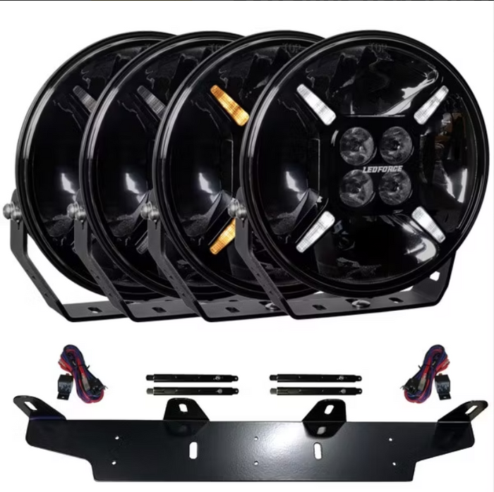 Lisävalopaketti 4 kpl LEDFORCE Apex 120W 4-PACK LED -lisävalot sis. lisävalotelineen, tukiraudat ja relejohtosarjan – 9–32V