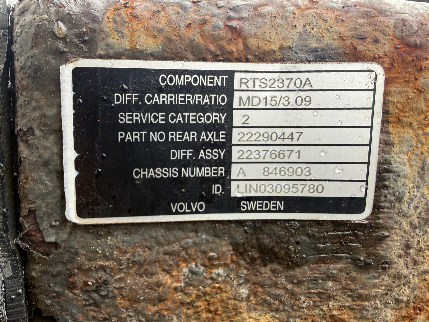 Volvo Rear Axle RTS2370A