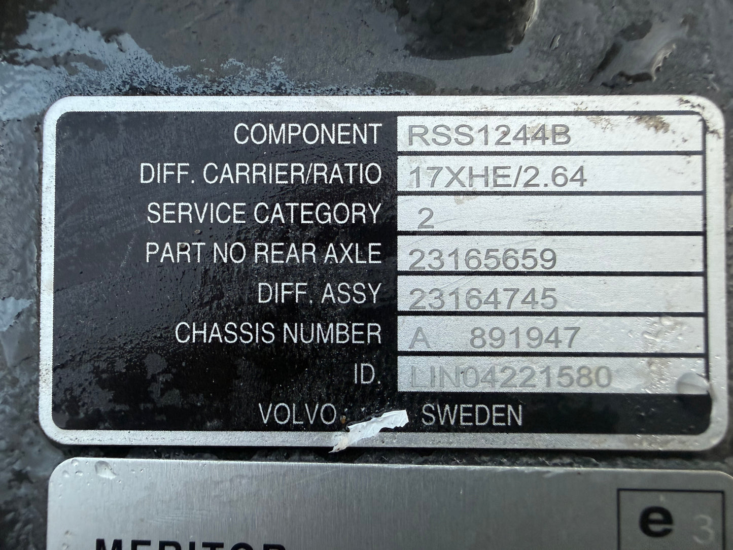 Volvo Rear Axle RSS1244B