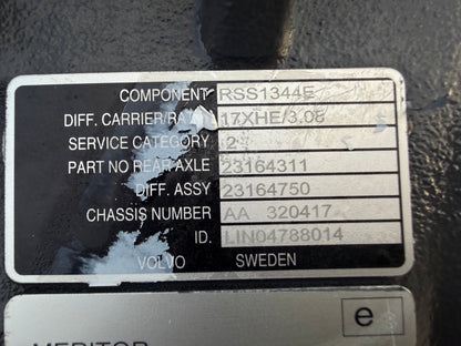 Volvo Rear Axle RSS1344E 3.08 17XHE