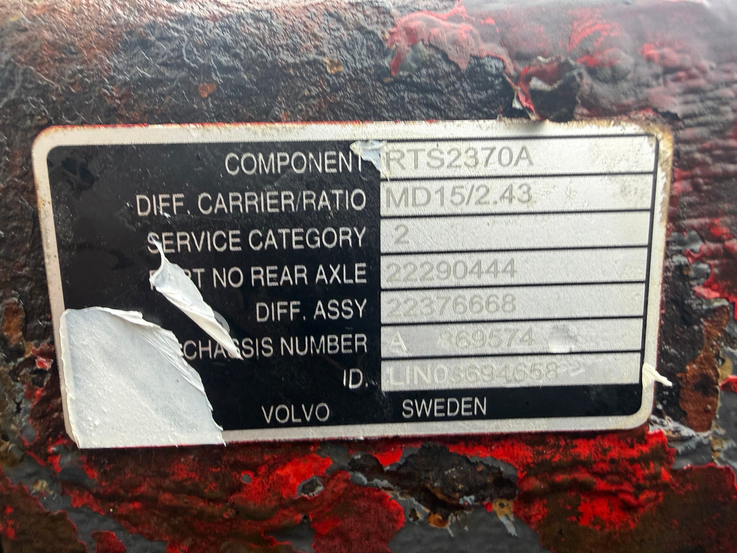 Volvo Rear Axle RTS2370A
