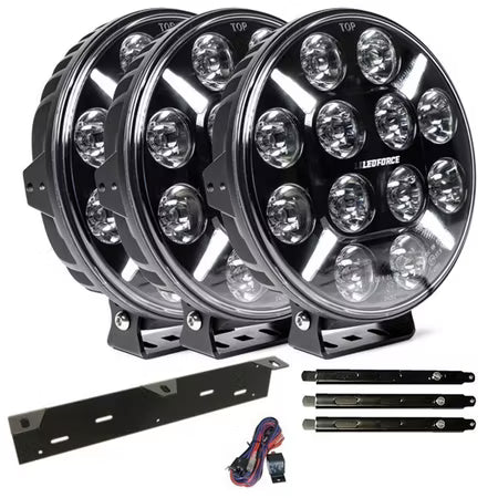 Extraljus paket 3 st LEDFORCE X-LED 120W inkl. hållare, stag och reläkabelsats